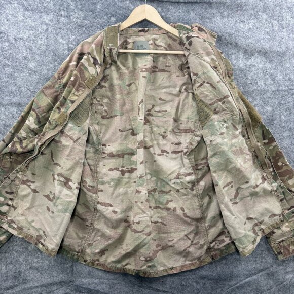 Army Combat Uniform Coat Mens L Jacket Brown Green Camo FR Flame Resistant - Picture 4 of 11